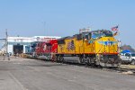 UP 5164, UP 1988, UP 1982 locomotives on display at Neff Yard for the UP shop Railroad Day event